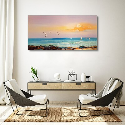 Foto auf leinwand Ein friedlicher Sonnenuntergang über dem Meer