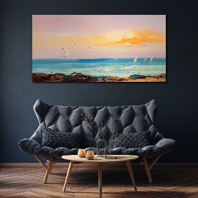 Foto auf leinwand Ein friedlicher Sonnenuntergang über dem Meer