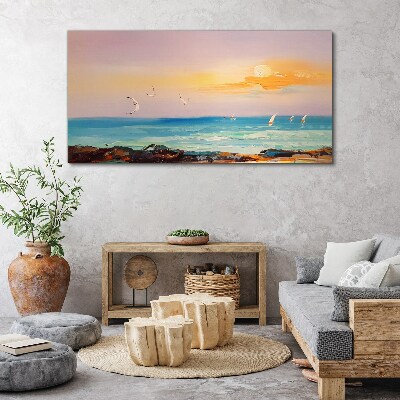 Foto auf leinwand Ein friedlicher Sonnenuntergang über dem Meer