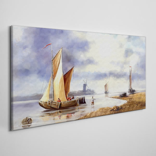Wandbild Ein ruhiger Hafen mit Segelbooten