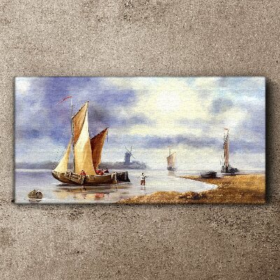 Wandbild Ein ruhiger Hafen mit Segelbooten