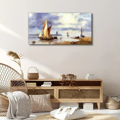 Wandbild Ein ruhiger Hafen mit Segelbooten