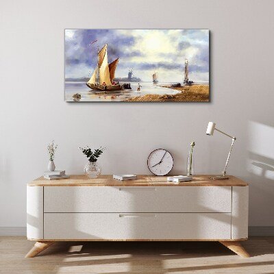 Wandbild Ein ruhiger Hafen mit Segelbooten