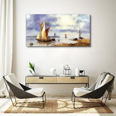 Wandbild Ein ruhiger Hafen mit Segelbooten