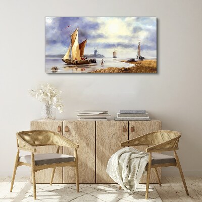 Wandbild Ein ruhiger Hafen mit Segelbooten