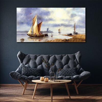 Wandbild Ein ruhiger Hafen mit Segelbooten