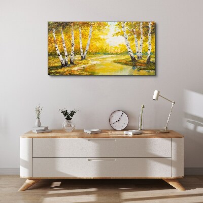 Foto auf leinwand Goldener Herbst zwischen den Birken