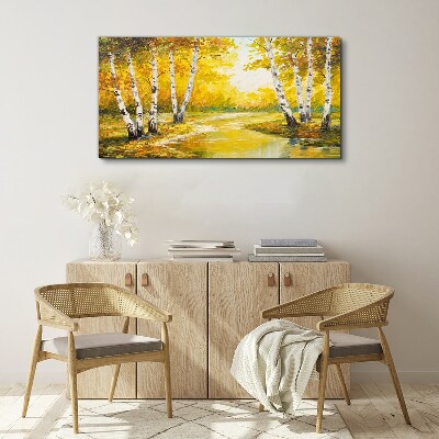 Foto auf leinwand Goldener Herbst zwischen den Birken