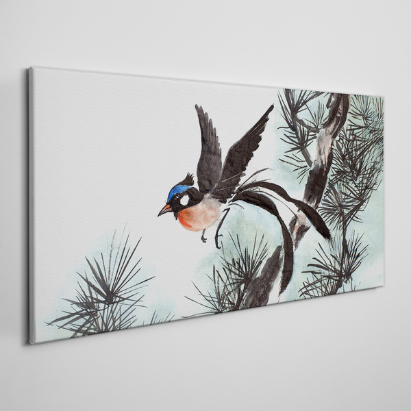 Foto auf leinwand Ein Vogel im Flug über den Kiefern