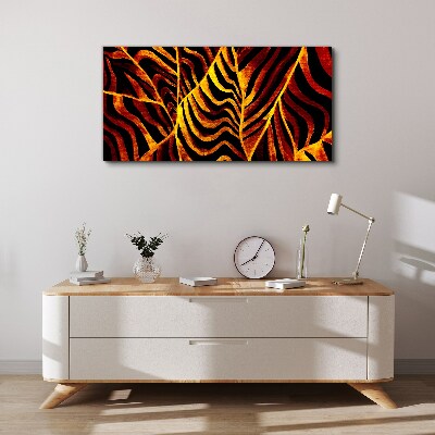Foto auf leinwand Goldene Blätter in Flammen