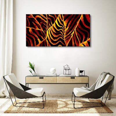 Foto auf leinwand Goldene Blätter in Flammen