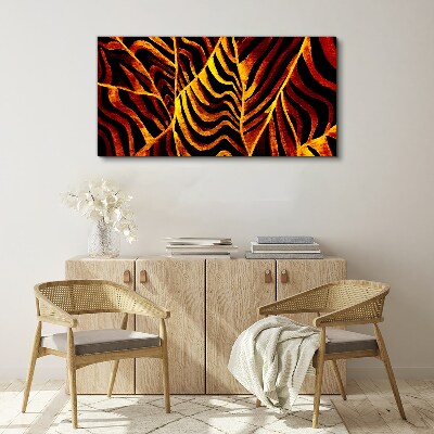 Foto auf leinwand Goldene Blätter in Flammen