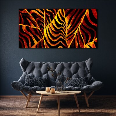 Foto auf leinwand Goldene Blätter in Flammen