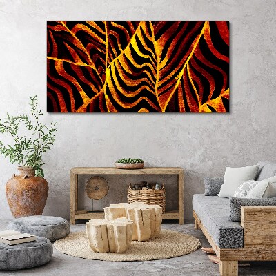 Foto auf leinwand Goldene Blätter in Flammen