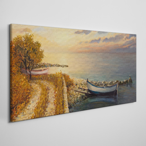 Bild auf leinwand Ein ruhiger Hafen in der untergehenden Sonne