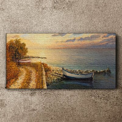 Bild auf leinwand Ein ruhiger Hafen in der untergehenden Sonne