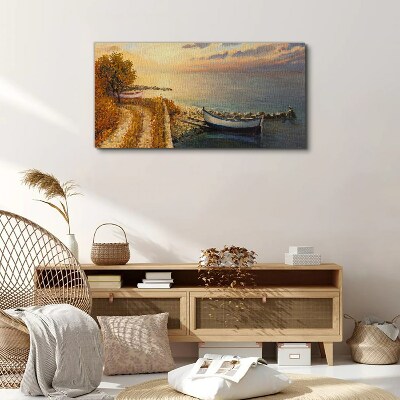 Bild auf leinwand Ein ruhiger Hafen in der untergehenden Sonne