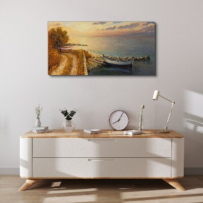Bild auf leinwand Ein ruhiger Hafen in der untergehenden Sonne