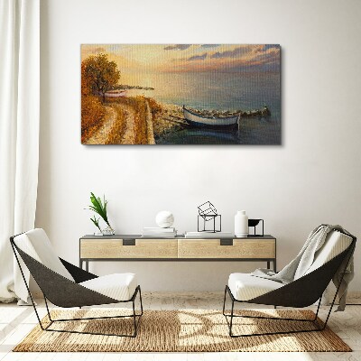 Bild auf leinwand Ein ruhiger Hafen in der untergehenden Sonne