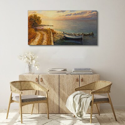 Bild auf leinwand Ein ruhiger Hafen in der untergehenden Sonne