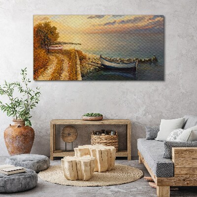 Bild auf leinwand Ein ruhiger Hafen in der untergehenden Sonne