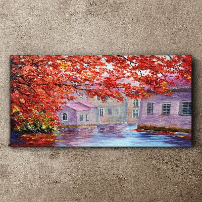 Foto auf leinwand Herbstliche Spiegelungen auf dem Wasser