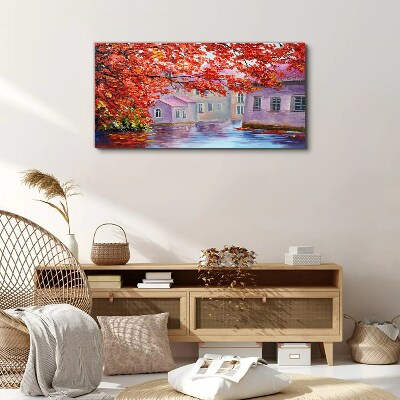Foto auf leinwand Herbstliche Spiegelungen auf dem Wasser