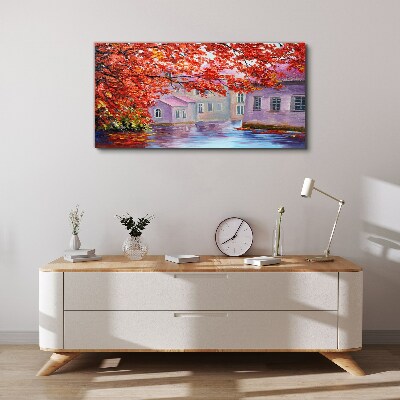 Foto auf leinwand Herbstliche Spiegelungen auf dem Wasser
