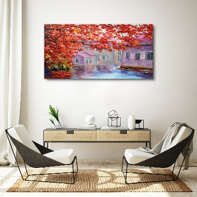 Foto auf leinwand Herbstliche Spiegelungen auf dem Wasser