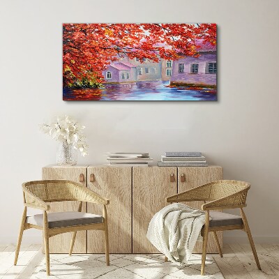 Foto auf leinwand Herbstliche Spiegelungen auf dem Wasser