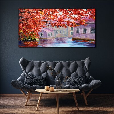 Foto auf leinwand Herbstliche Spiegelungen auf dem Wasser