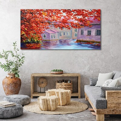 Foto auf leinwand Herbstliche Spiegelungen auf dem Wasser