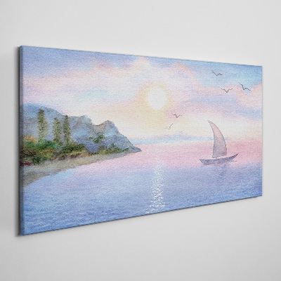 Bild auf leinwand Aquarellboot zum Meer