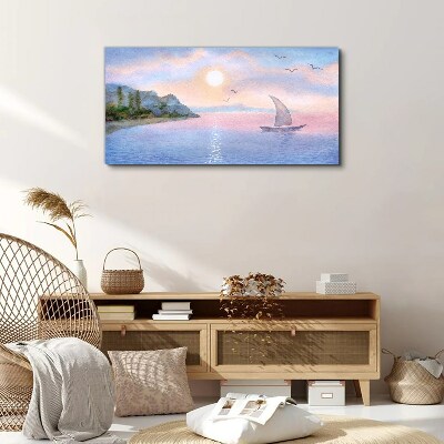 Bild auf leinwand Aquarellboot zum Meer