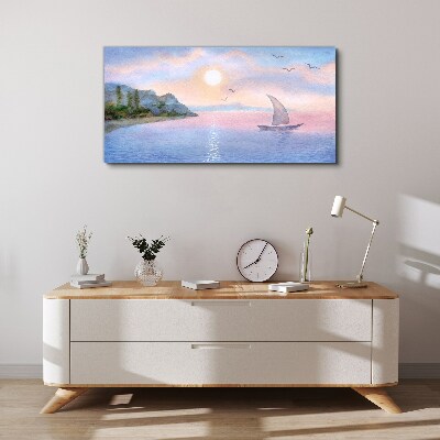 Bild auf leinwand Aquarellboot zum Meer