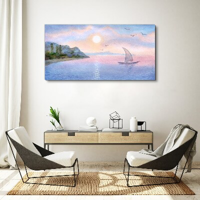 Bild auf leinwand Aquarellboot zum Meer