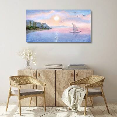 Bild auf leinwand Aquarellboot zum Meer