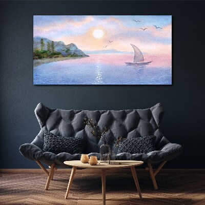 Bild auf leinwand Aquarellboot zum Meer