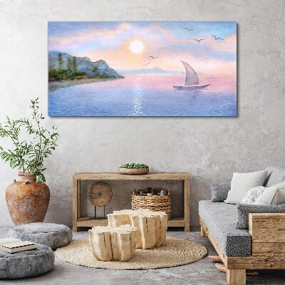 Bild auf leinwand Aquarellboot zum Meer