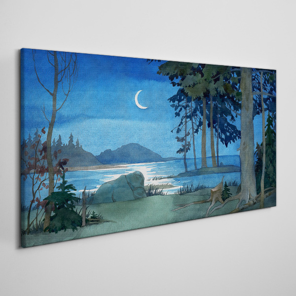 Foto auf leinwand Nachtlandschaft über dem Wasser