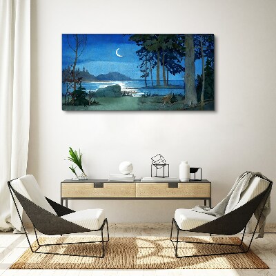Foto auf leinwand Nachtlandschaft über dem Wasser