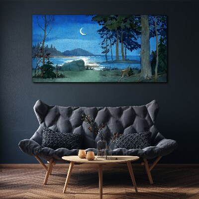 Foto auf leinwand Nachtlandschaft über dem Wasser