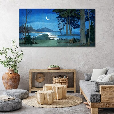 Foto auf leinwand Nachtlandschaft über dem Wasser