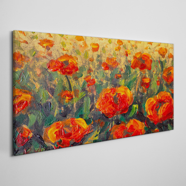 Wandbild Eine Blumenwiese in Orangetönen