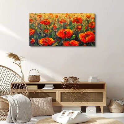 Wandbild Eine Blumenwiese in Orangetönen
