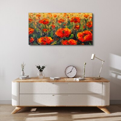 Wandbild Eine Blumenwiese in Orangetönen