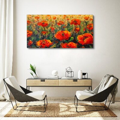 Wandbild Eine Blumenwiese in Orangetönen