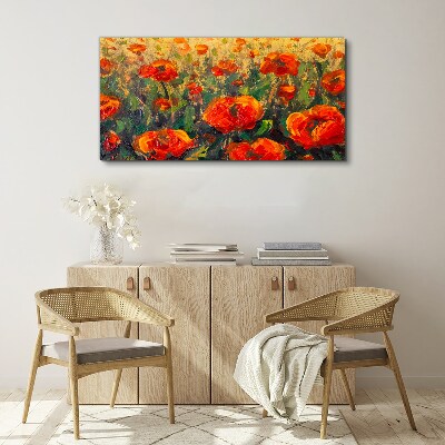 Wandbild Eine Blumenwiese in Orangetönen