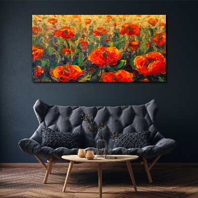 Wandbild Eine Blumenwiese in Orangetönen