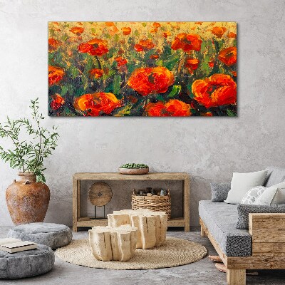 Wandbild Eine Blumenwiese in Orangetönen
